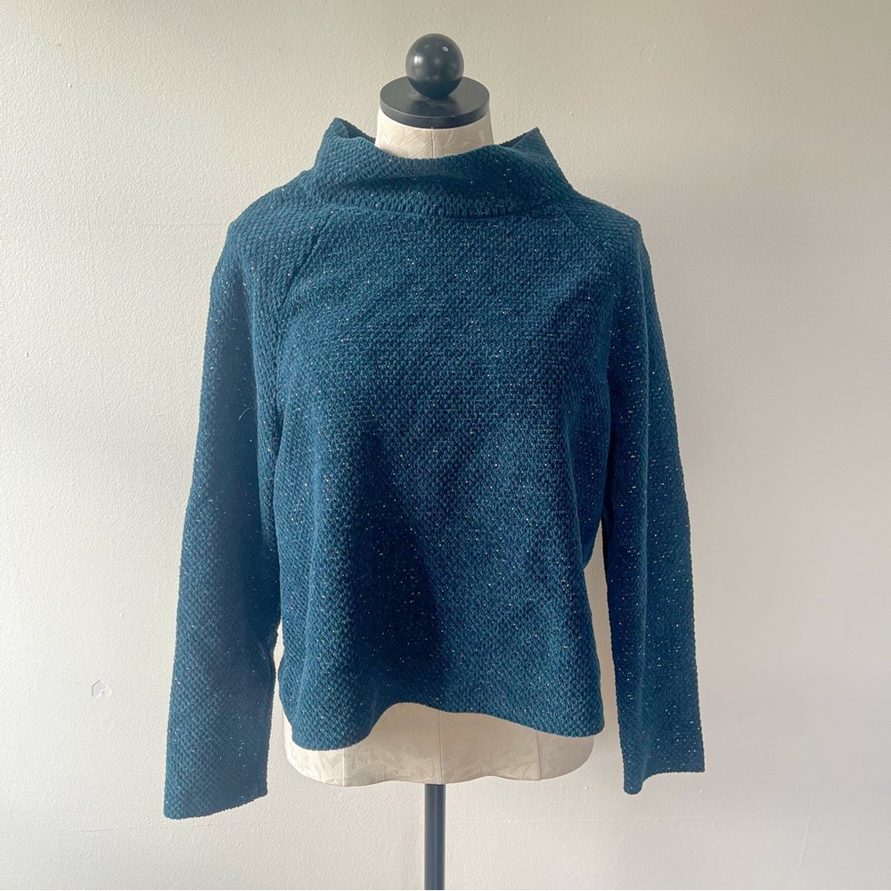 Eileen Fisher 100% organic cotton boxy funnel neck sweater
